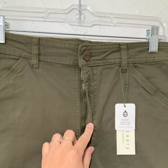 Sanctuary Triple Threat Olive Green Cargo Skirt Sz 33/ 16 - Picture 7 of 8